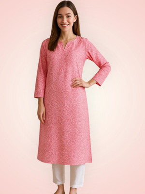 HouseOfCommon Women Self Design A-line Kurta(Pink)