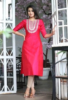 Shahi Fasion Women Solid Straight Kurta(Pink)