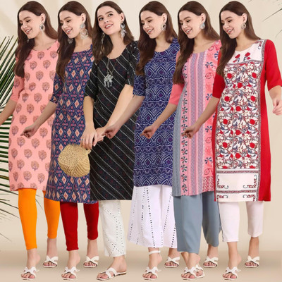 EthnicBasket Women Printed Straight Kurta(Multicolor)