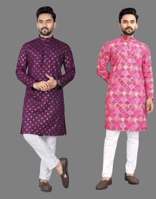 DHASU TRENDZ Men Printed Straight Kurta(Multicolor)