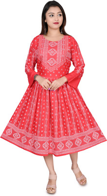 AsilCreation Women Printed Anarkali Kurta(Red)