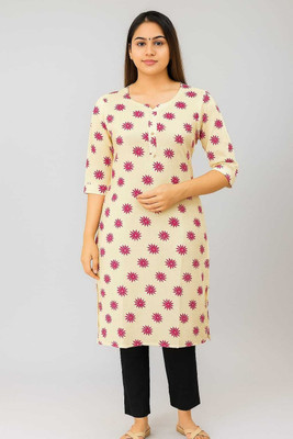 FASHIONTARA Women Printed Ethnic Dress Kurta(Beige)