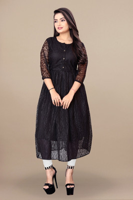 ShreeGuru Fashion Women Embroidered Anarkali Kurta(Black)