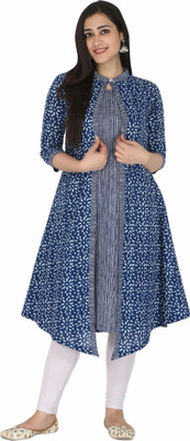 Kannahi Women Printed A-line Kurta(Blue)