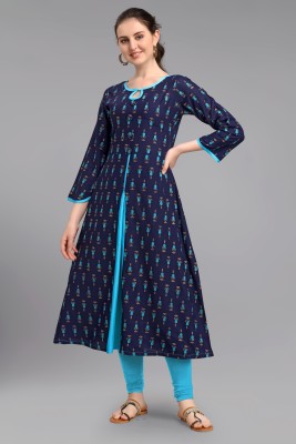 NEOHIT TAILOR Women Printed Anarkali Kurta(Blue)