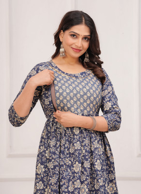 MEHRUS Women Printed Gown Kurta(Multicolor)