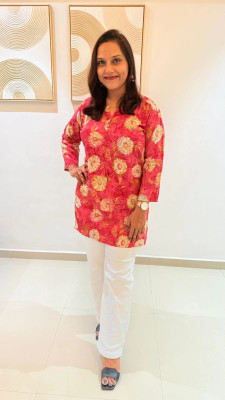 Anayatas Creation Women Printed A-line Kurta(Red)