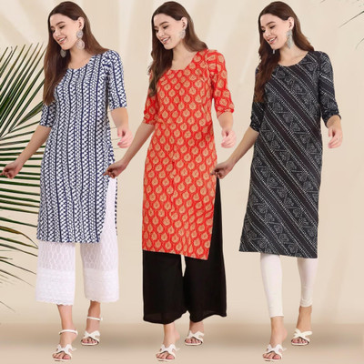 1 Stop Fashion Women Printed A-line Kurta(Multicolor)