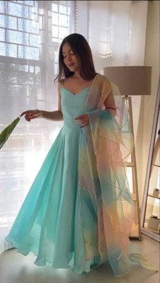 PINK WISH Anarkali Gown(Light Blue)