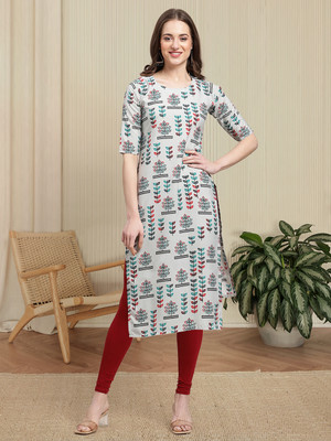 1 Stop Fashion Women Printed A-line Kurta(Grey)