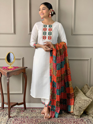 CULTISE QUEEN Embroidered Kurta, Salwar & Dupatta Set