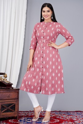 PANCHHIRAJ TEXTILE Women Printed A-line Kurta(White, Pink)