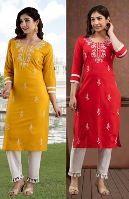 SISTO Women Embroidered A-line Kurta(Multicolor)