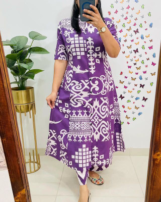 Shree Shayam Creation Women Geometric Print Ethnic Dress Kurta(Purple)