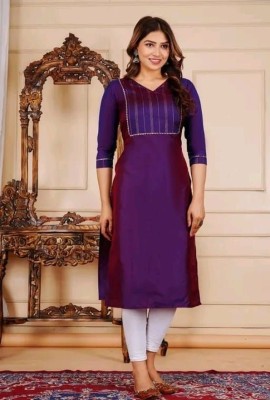 VANSH FASHION Women Embellished Straight Kurta(Purple)