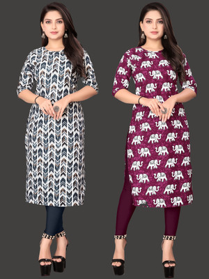Tashvi Creation Women Printed Straight Kurta(Multicolor)