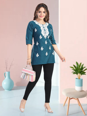 SHLOKE Women Solid Tunic Kurta(Light Green)