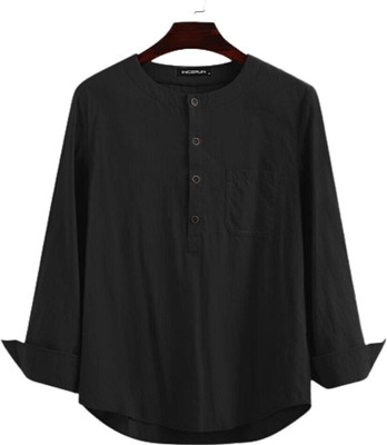 COSLETIC Men Solid Straight Kurta(Black)