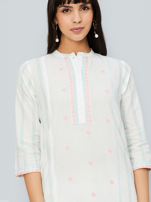 MAX Women Printed Straight Kurta(Beige)