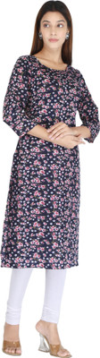 NeeloKurtis Women Printed Straight Kurta(Blue)