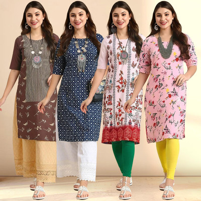 1 Stop Fashion Women Printed Straight Kurta(Multicolor)