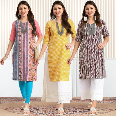 1 Stop Fashion Women Printed A-line Kurta(Multicolor)