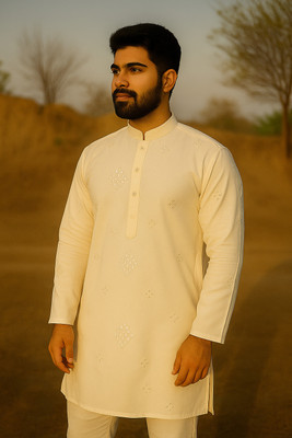 Lazzly Men Embroidered Straight Kurta(Multicolor)