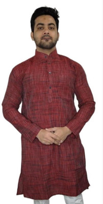 AFC Men Self Design Straight Kurta(Maroon)