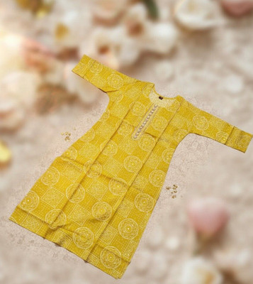 depjaya Women Bandhani, Printed, Embellished Straight Kurta(Light Green)