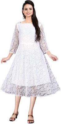 harrica Women Printed A-line Kurta(White)