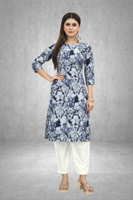 MARIDI FASHION Women Printed Straight Kurta(Blue)