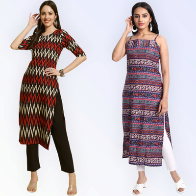 HouseOfCommon Women Printed Straight Kurta(Multicolor)