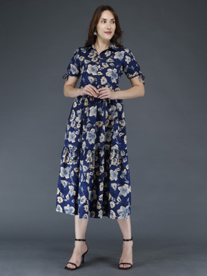 SUMAN TAXTILE Women Printed A-line Kurta(Blue)