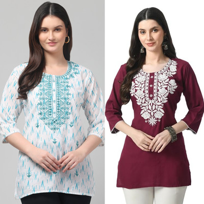 STYLE PREZONE Women Embroidered, Printed A-line Kurta(Multicolor)