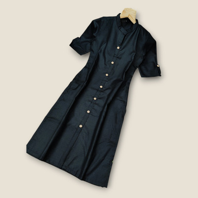 Tissira Women Solid A-line Kurta(Black)