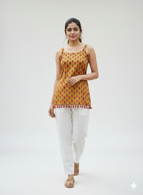 Gs Dress With Style Women Printed Tunic Kurta(Yellow)