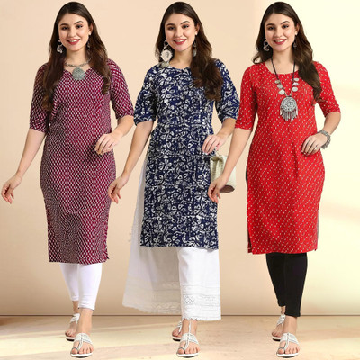 EthnicBasket Women Printed Straight Kurta(Multicolor)
