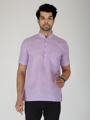 JEENAY Men Solid Straight Kurta(Purple)