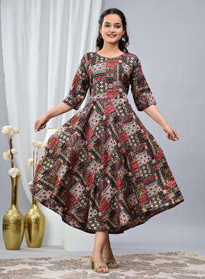 HOC's Women Printed Anarkali Kurta(Multicolor)