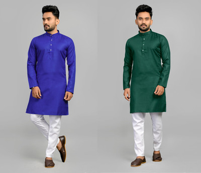 Fashionfricks Men Solid Straight Kurta(Multicolor)