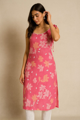 shenique Women Floral Print Straight Kurta(Multicolor)