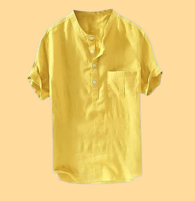ZAKOD Men Solid Straight Kurta(Yellow)