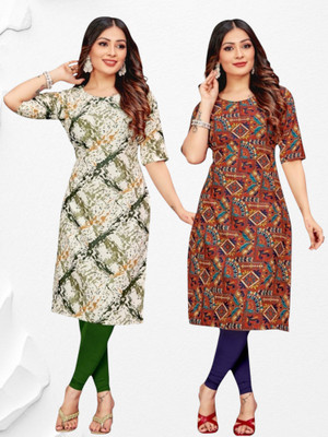 Nitya Trendz Women Printed Straight Kurta(Multicolor)