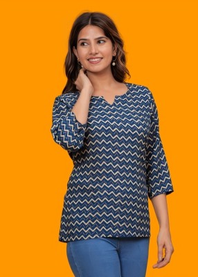 Gaurcollections Women Printed A-line Kurta(Blue)