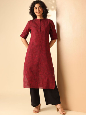 ANOUK Women Solid Straight Kurta(Maroon)
