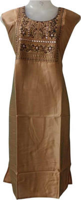 RAJLAXMI TRADER Women Embroidered Straight Kurta(Brown)