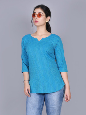 PinkCity Style Women Solid Straight Kurta(Light Blue)