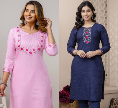 AUZAAI COLLECTION Women Printed Straight Kurta(Multicolor)