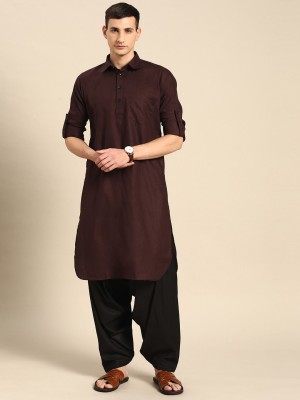 Rajubhai Hargovindas Men Solid Straight Kurta(Brown)