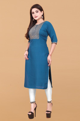 Jayshree Fab Women Embroidered A-line Kurta(Blue)